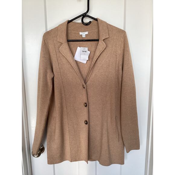 NWT J. Jill Women Caramel Hth Double-Knit Button Front Blazer Jacket Tan Size XS - Picture 4 of 11